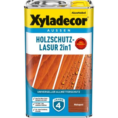 Xyladecor Holzschutz-Lasur 2in1, Universeller Allwetter-Schutz – Der Klassiker, Mahagoni, 4 l Xyladecor Holzschutz-Lasur 2in1, Universeller Allwetter-Schutz – Der Klassiker, Mahagoni, 4 l