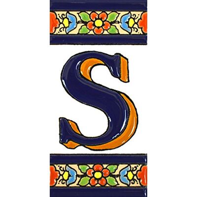 ART Schilder mit Zahlen und Nummern auf vielfarbiger Keramikkachel. Handgemalte Kordeltechnik fuer Schilder mit Namen, Adressen und Wegweisern. Persoenlich gestaltbarer Text. Design FLORES MEDIANO 10,9cm x 5,4 cm (BUCHSTABEN "S"). ART Schilder mit Zahlen und Nummern auf vielfarbiger Keramikkachel. Handgemalte Kordeltechnik fuer Schilder mit Namen, Adressen und Wegweisern. Persoenlich gestaltbarer Text. Design FLORES MEDIANO 10,9cm x 5,4 cm (BUCHSTABEN "S").