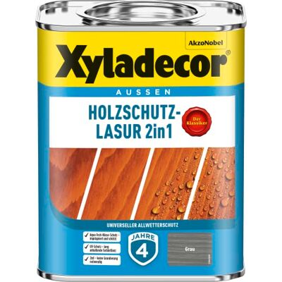 Xyladecor Holzschutz-Lasur 2in1, Universeller Allwetter-Schutz – Der Klassiker, Grau, 750 ml Xyladecor Holzschutz-Lasur 2in1, Universeller Allwetter-Schutz – Der Klassiker, Grau, 750 ml