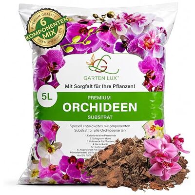 Garten lux Premium Orchideenerde 5L-6-Komponenten Orchideensubstrat für gesundes Wachstum und optimale Pflege Ihrer Orchideenpflanzen-Ideales Substrat für alle Orchideenarten Garten lux Premium Orchideenerde 5L-6-Komponenten Orchideensubstrat für gesundes Wachstum und optimale Pflege Ihrer Orchideenpflanzen-Ideales Substrat für alle Orchideenarten
