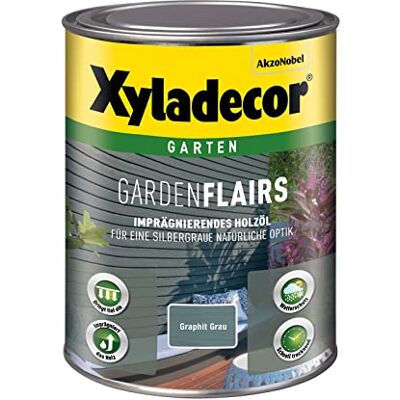 Xyladecor GardenFlairs, Imprägnierendes Holzöl mit dekorativem Metalleffekt, Graphit Grau, 1 l Xyladecor GardenFlairs, Imprägnierendes Holzöl mit dekorativem Metalleffekt, Graphit Grau, 1 l