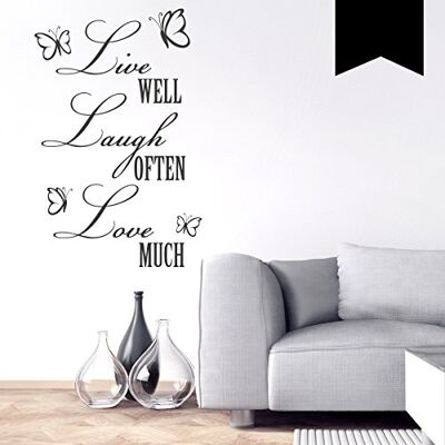 WANDKINGS Wandtattoo Live Well, Laugh Often, Love Much 32 x 50 cm schwarz erhältlich in 33 Farben WANDKINGS Wandtattoo Live Well, Laugh Often, Love Much 32 x 50 cm schwarz erhältlich in 33 Farben
