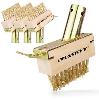 HASKYY Fugenbürste 4-teilig, Fugenkratzer & Stahlborsten für Unkraut Für Moos, Pflaster & Terrasse, 2-in-1 mit Kratzer, Besenstiel-Aufnahme, Holzkörper, verzinkte Metallhalterung HASKYY Fugenbürste 4-teilig, Fugenkratzer & Stahlborsten für Unkraut Für Moos, Pflaster & Terrasse, 2-in-1 mit Kratzer, Besenstiel-Aufnahme, Holzkörper, verzinkte Metallhalterung