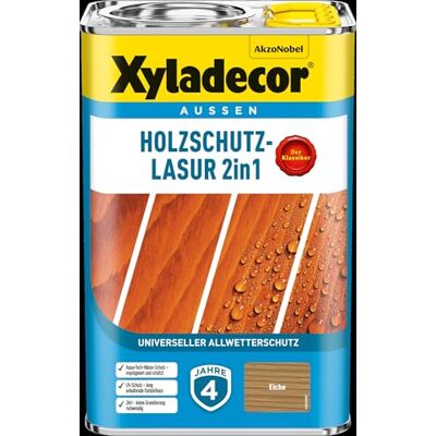 Xyladecor Holzschutz-Lasur 2in1, Universeller Allwetter-Schutz – Der Klassiker, Eiche, 4 l Xyladecor Holzschutz-Lasur 2in1, Universeller Allwetter-Schutz – Der Klassiker, Eiche, 4 l