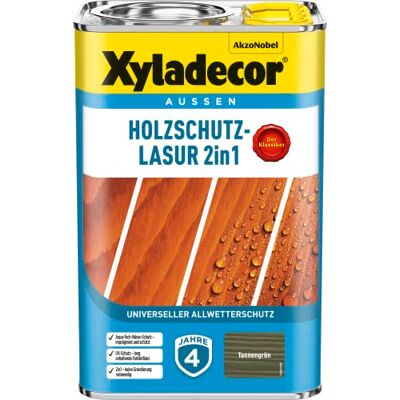Xyladecor Holzschutz-Lasur 2in1, Universeller Allwetter-Schutz – Der Klassiker, Tannengrün, 4 l Xyladecor Holzschutz-Lasur 2in1, Universeller Allwetter-Schutz – Der Klassiker, Tannengrün, 4 l