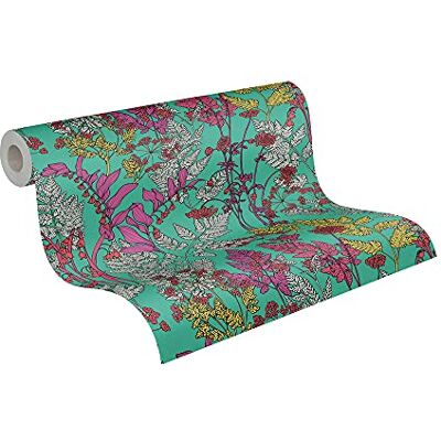 A.S. Création Architects Paper Blumentapete Floral Impression Tapete natürlich PVC-freie Vliestapete grün lila grau rot gelb matt glatt 377516 37751-6, 10.05 m x 0.53 m A.S. Création Architects Paper Blumentapete Floral Impression Tapete natürlich PVC-freie Vliestapete grün lila grau rot gelb matt glatt 377516 37751-6, 10.05 m x 0.53 m