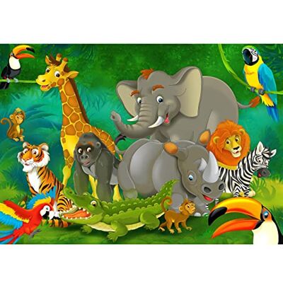 ART Fototapeten 396 x 280 cm Kinderzimmer Tiere Dschungel Vlies Wanddekoration Babyzimmer Deutsche Manufaktur Bunt 9041012a ART Fototapeten 396 x 280 cm Kinderzimmer Tiere Dschungel Vlies Wanddekoration Babyzimmer Deutsche Manufaktur Bunt 9041012a
