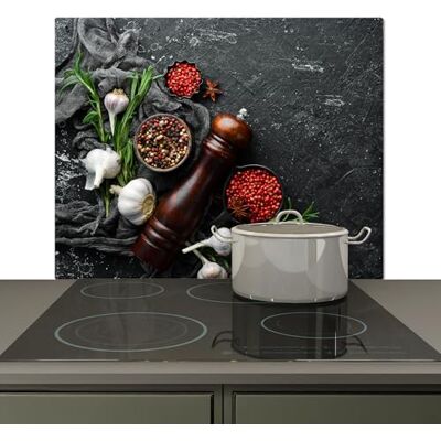 KitchenYeah © Spritzschutz Herd Küchenrückwand Vinyl Küchendeko Wand 60x52 cm Wandverkleidung, Herdabdeckplatten Kräuter Paprika Knoblauch Beton KitchenYeah © Spritzschutz Herd Küchenrückwand Vinyl Küchendeko Wand 60x52 cm Wandverkleidung, Herdabdeckplatten Kräuter Paprika Knoblauch Beton