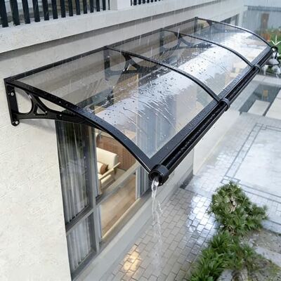 Moubhjd Fenstervordach für Türen 120x180cm für alle Wände aus Aluminium & Polycarbonat Transparent, Wetterfest, Wandmontage, Haustür, Fenster Moubhjd Fenstervordach für Türen 120x180cm für alle Wände aus Aluminium & Polycarbonat Transparent, Wetterfest, Wandmontage, Haustür, Fenster
