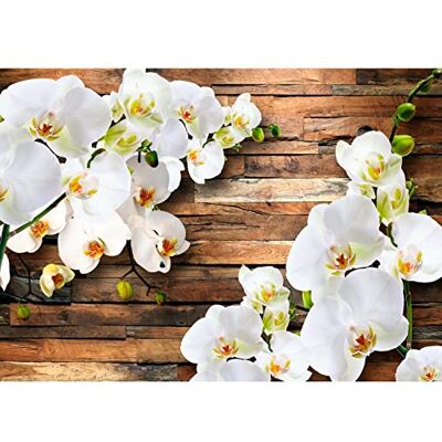 ART Fototapete 3D Orchidee Holz 352 x 250 cm Vlies Tapeten XXL Moderne Wandtapete Wohnzimmer Schlafzimmer Weiss 9057011a ART Fototapete 3D Orchidee Holz 352 x 250 cm Vlies Tapeten XXL Moderne Wandtapete Wohnzimmer Schlafzimmer Weiss 9057011a