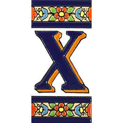 ART Schilder mit Zahlen und Nummern auf vielfarbiger Keramikkachel. Handgemalte Kordeltechnik fuer Schilder mit Namen, Adressen und Wegweisern. Persoenlich gestaltbarer Text. Design FLORES MEDIANO 10,9cm x 5,4 cm (BUCHSTABEN "X"). ART Schilder mit Zahlen und Nummern auf vielfarbiger Keramikkachel. Handgemalte Kordeltechnik fuer Schilder mit Namen, Adressen und Wegweisern. Persoenlich gestaltbarer Text. Design FLORES MEDIANO 10,9cm x 5,4 cm (BUCHSTABEN "X").
