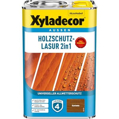 Xyladecor Holzschutz-Lasur 2in1, Universeller Allwetter-Schutz – Der Klassiker, Kastanie, 4 l Xyladecor Holzschutz-Lasur 2in1, Universeller Allwetter-Schutz – Der Klassiker, Kastanie, 4 l
