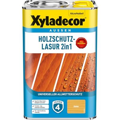 Xyladecor Holzschutz-Lasur 2in1, Universeller Allwetter-Schutz – Der Klassiker, Kiefer, 4 l Xyladecor Holzschutz-Lasur 2in1, Universeller Allwetter-Schutz – Der Klassiker, Kiefer, 4 l