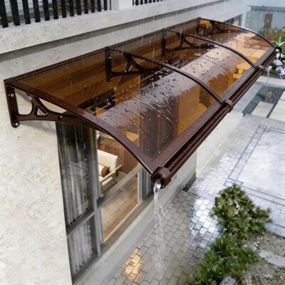 Moubhjd Fenstervordach mit separater Entwässerung 60x300cm für alle Wände aus Aluminium & Polycarbonat Transparent, Wetterfest, Wandmontage, Haustür, Fenster Moubhjd Fenstervordach mit separater Entwässerung 60x300cm für alle Wände aus Aluminium & Polycarbonat Transparent, Wetterfest, Wandmontage, Haustür, Fenster