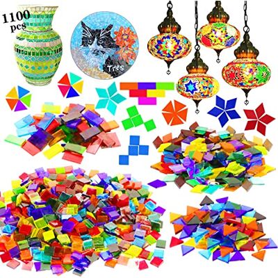 Csdtylh 1100 Stück Mosaikfliesen, Glasmosaikfliesen zum Basteln, Bulk, gebeizte Mosaikglasstücke, Mosaikzubehör für Heimdekoration, Kunsthandwerk, DIY-Projekte, transparent (gemischte Form) Csdtylh 1100 Stück Mosaikfliesen, Glasmosaikfliesen zum Basteln, Bulk, gebeizte Mosaikglasstücke, Mosaikzubehör für Heimdekoration, Kunsthandwerk, DIY-Projekte, transparent (gemischte Form)