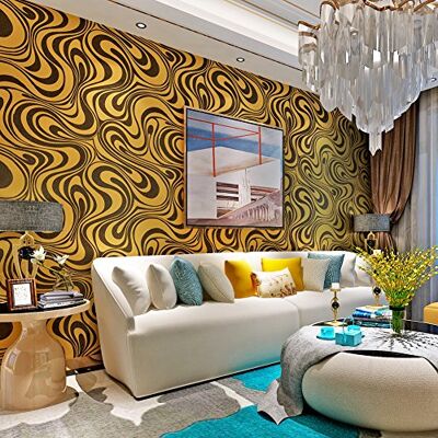 HANMERO Modern Abstrakt Mustertapete Wallpaper Vliestapete Curve 3D-Tapete Wandbild Beflockung 5 Farben Tapete 0,7m*8,4m (Gelb) HANMERO Modern Abstrakt Mustertapete Wallpaper Vliestapete Curve 3D-Tapete Wandbild Beflockung 5 Farben Tapete 0,7m*8,4m (Gelb)
