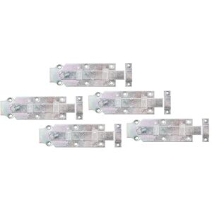 Alberts 840600 Türriegel gerade, mit Knopfgriff und befestigter Schlaufe galvanisch verzinkt, Dickschichtschutz Platte 160 x 56 mm 5er Set, Silber Alberts 840600 Türriegel gerade, mit Knopfgriff und befestigter Schlaufe galvanisch verzinkt, Dickschichtschutz Platte 160 x 56 mm 5er Set, Silber