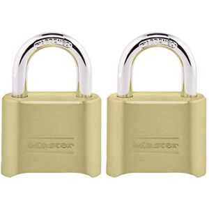 Master Lock Zahlenschloss, Vorhängeschloss für Innen- und Außenbereich, zurücksetzbares Zahlenschloss, 2 Stück, 175EC2 Master Lock Zahlenschloss, Vorhängeschloss für Innen- und Außenbereich, zurücksetzbares Zahlenschloss, 2 Stück, 175EC2