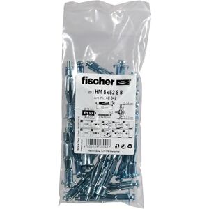 fischer Hohlraum-Metalldübel HM 5 x 52 S, Hohlraum-Metalldübel mit metrischer Schraube zum Befestigen von leichten Wandregalen, Gardinenschienen, uvm. in Plattenbaustoffen, 20 Stück fischer Hohlraum-Metalldübel HM 5 x 52 S, Hohlraum-Metalldübel mit metrischer Schraube zum Befestigen von leichten Wandregalen, Gardinenschienen, uvm. in Plattenbaustoffen, 20 Stück
