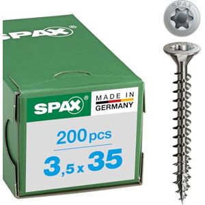 SPAX Universalschraube aus Edelstahl rostfrei A2, 3,5 x 35 mm, 200 Stück, T-STAR plus, Senkkopf, Vollgewinde, 4CUT, 1197000350353 SPAX Universalschraube aus Edelstahl rostfrei A2, 3,5 x 35 mm, 200 Stück, T-STAR plus, Senkkopf, Vollgewinde, 4CUT, 1197000350353