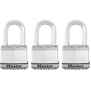 Master Lock M5XTRILF Magnum Robustes Outdoor-Vorhängeschloss mit Schlüssel, 3 Stück, gleichschließend, Silber Master Lock M5XTRILF Magnum Robustes Outdoor-Vorhängeschloss mit Schlüssel, 3 Stück, gleichschließend, Silber