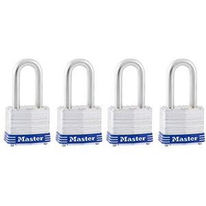 Master Lock 3QLF Vorhängeschloss mit Schlüssel, gleichschließend, silberfarben, 4 Stück Master Lock 3QLF Vorhängeschloss mit Schlüssel, gleichschließend, silberfarben, 4 Stück