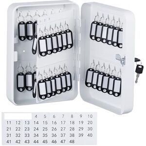 Relaxdays Schlüsselkasten, abschließbar, 48 Haken, mit Schlüsselanhängern, HxBxT: 25 x 18 x 8 cm, Schlüsselbox, weiß Relaxdays Schlüsselkasten, abschließbar, 48 Haken, mit Schlüsselanhängern, HxBxT: 25 x 18 x 8 cm, Schlüsselbox, weiß