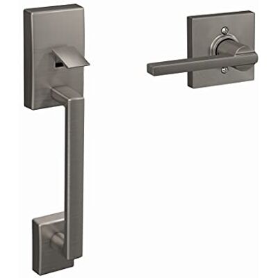SCHLAGE FE285 CEN 619 LAT COL 16–080 10–027 134 Fronteinstieg Griffset innen, Collins Besatz, Satin Nickel SCHLAGE FE285 CEN 619 LAT COL 16–080 10–027 134 Fronteinstieg Griffset innen, Collins Besatz, Satin Nickel