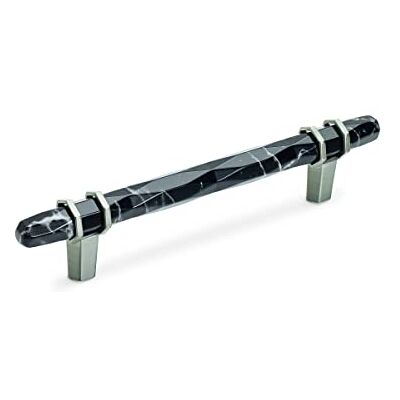 Amerock Schrankzug Marmor schwarz/satiniertes Nickel 128 mm von Mitte zu Mitte Carrione 1 Packung Schubladengriff Schrankbeschläge Amerock Schrankzug Marmor schwarz/satiniertes Nickel 128 mm von Mitte zu Mitte Carrione 1 Packung Schubladengriff Schrankbeschläge