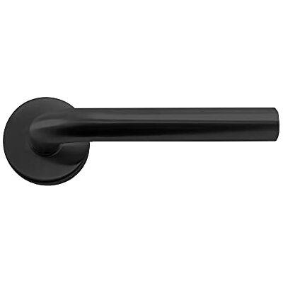 Micel Türgriff mit runder Rosette für Innentürkurbel, Schwarz, L-Form, Aluminium, 50 mm Micel Türgriff mit runder Rosette für Innentürkurbel, Schwarz, L-Form, Aluminium, 50 mm