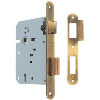 Amig Einsteckschloss 60/68mm Einlass Schloss für Holztüren Mit Gorja-Schlüssel am quadratischen Rand Leerer Schlüssel Messingleder Amig Einsteckschloss 60/68mm Einlass Schloss für Holztüren Mit Gorja-Schlüssel am quadratischen Rand Leerer Schlüssel Messingleder