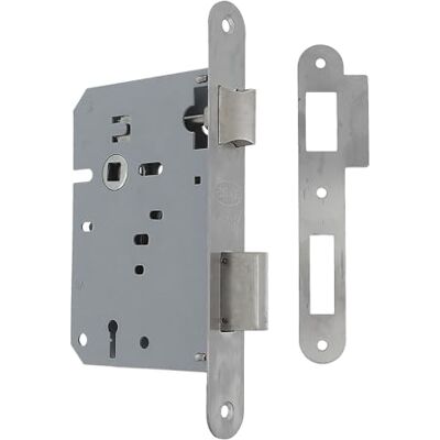 Amig Einsteckschloss 60/68mm Einlass Schloss für Holztüren Mit Gorja-Schlüssel am quadratischen Rand Leerer Schlüssel Mattierter Edelstahl Amig Einsteckschloss 60/68mm Einlass Schloss für Holztüren Mit Gorja-Schlüssel am quadratischen Rand Leerer Schlüssel Mattierter Edelstahl