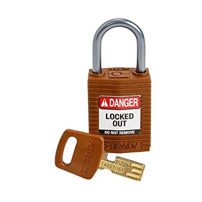 Brady (CPT-BRN-25AL-KD) SafeKey Nylon Lockout-Vorhängeschloss kompakt Mit Aluminium Bügel 25.00 mm Braun KD Verschiedenschließende Schlösser 1 Stück Brady (CPT-BRN-25AL-KD) SafeKey Nylon Lockout-Vorhängeschloss kompakt Mit Aluminium Bügel 25.00 mm Braun KD Verschiedenschließende Schlösser 1 Stück