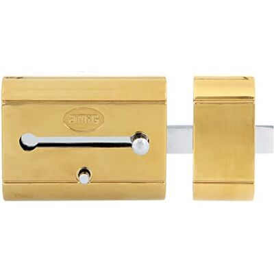 Amig Hohe Sicherheit Klappschloss für Holztüren Mod. 15 PLUS 98 x 77 mm mit rundem Sicherheitszylinder und Riegel Goldener Stahl Amig Hohe Sicherheit Klappschloss für Holztüren Mod. 15 PLUS 98 x 77 mm mit rundem Sicherheitszylinder und Riegel Goldener Stahl