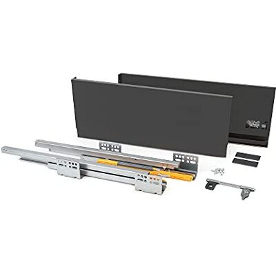 Emuca Schubkastengarnitur für küche oder badzimmer mit Vollauszug und integriete Dämpfung, Höhe 185mm und Tiefe 450mm, Anthrazit grau Emuca Schubkastengarnitur für küche oder badzimmer mit Vollauszug und integriete Dämpfung, Höhe 185mm und Tiefe 450mm, Anthrazit grau