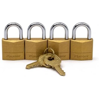 Master Lock Vorhängeschloss, massives Messing, 1,9 cm breit, 120Q (4 gleichschließend) Master Lock Vorhängeschloss, massives Messing, 1,9 cm breit, 120Q (4 gleichschließend)
