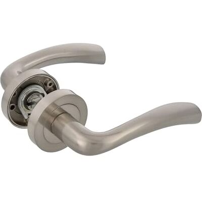 Amig Türgriff-Set mit Rosette aus Zamak Mod. MIKA Ø 52 mm 8 mm Quadrat Elegantes und einfaches Design gebürstetes Nickel Aluminium Amig Türgriff-Set mit Rosette aus Zamak Mod. MIKA Ø 52 mm 8 mm Quadrat Elegantes und einfaches Design gebürstetes Nickel Aluminium