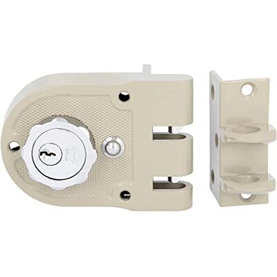Amig Aufschraubschloss DIN rechts mit Schließhebel, Falle und Ziehgriff für Holztüren Mod. 1396-60 mm Riegel mit Innen- und Außenzylinder Stahl beige Amig Aufschraubschloss DIN rechts mit Schließhebel, Falle und Ziehgriff für Holztüren Mod. 1396-60 mm Riegel mit Innen- und Außenzylinder Stahl beige