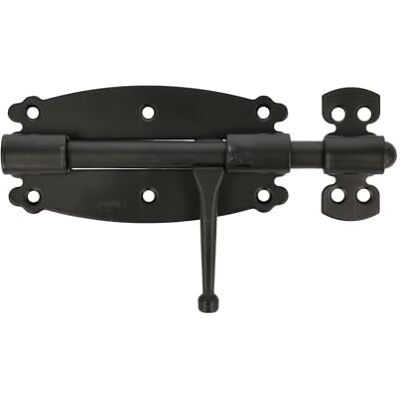 Amig Einsteckriegel für Türen und Möbel Mod. 484 Sicherheitsschloss für horizontale Verriegelung Stahlmaterial mit Zamakschaft 120 mm Rustikaler Stil Inklusive Schrauben Schwarz Amig Einsteckriegel für Türen und Möbel Mod. 484 Sicherheitsschloss für horizontale Verriegelung Stahlmaterial mit Zamakschaft 120 mm Rustikaler Stil Inklusive Schrauben Schwarz