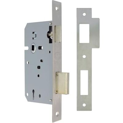 Amig Einsteckschloss 60/68mm Einlass Schloss für Holztüren Mit Gorja-Schlüssel am quadratischen Rand Leerer Schlüssel Mattierter Edelstahl Amig Einsteckschloss 60/68mm Einlass Schloss für Holztüren Mit Gorja-Schlüssel am quadratischen Rand Leerer Schlüssel Mattierter Edelstahl