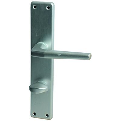 Alpertec aluminium Tanja II LS Langschildgarnitur für Badtüren in eloxiert WC mit Sperrriegel, 78 mm, silber, 40364110PO Alpertec aluminium Tanja II LS Langschildgarnitur für Badtüren in eloxiert WC mit Sperrriegel, 78 mm, silber, 40364110PO