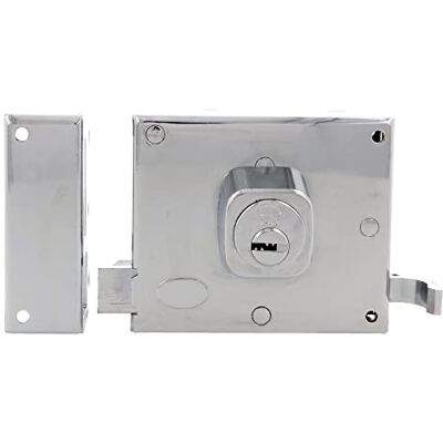 Amig Aufschraubschloss DIN links mit Schließhebel, Falle und Ziehgriff für Holztüren Mod. 72-100 x 85 mm Riegel mit rundem Zylinder Stahl verchromt glänzend Amig Aufschraubschloss DIN links mit Schließhebel, Falle und Ziehgriff für Holztüren Mod. 72-100 x 85 mm Riegel mit rundem Zylinder Stahl verchromt glänzend