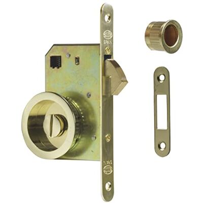 Amig Einsteckschloss Mod.611 mit Klemmschloss und Entriegelungsgriff für Schiebetüren aus Holz, Dicke 35-40 mm, Eingang: 50 mm, aus Stahl mit Messing-Oberfläche Amig Einsteckschloss Mod.611 mit Klemmschloss und Entriegelungsgriff für Schiebetüren aus Holz, Dicke 35-40 mm, Eingang: 50 mm, aus Stahl mit Messing-Oberfläche
