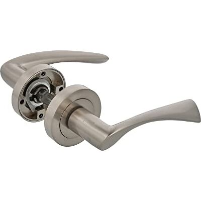 Amig 2er-Set Türdrücker, silberfarben, mit Rundrosette und Griff aus Zamak mit Mattchrom-Finish, für Innentüren Rosettendurchmesser 52 mm, inklusive Schrauben Amig 2er-Set Türdrücker, silberfarben, mit Rundrosette und Griff aus Zamak mit Mattchrom-Finish, für Innentüren Rosettendurchmesser 52 mm, inklusive Schrauben
