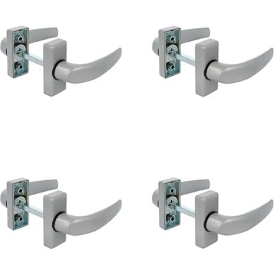 Amig Delta Türgriffe, 121 x 72 mm, Vierkant 8 mm, elegantes und schlichtes Design, ergonomischer Griff, silberfarbenes Aluminium, 4 Stück Amig Delta Türgriffe, 121 x 72 mm, Vierkant 8 mm, elegantes und schlichtes Design, ergonomischer Griff, silberfarbenes Aluminium, 4 Stück