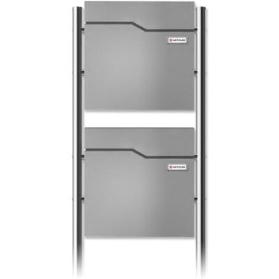 Metzler Standbriefkasten für 2 Parteien in RAL 9007 Graualuminium – Doppelbriefkasten freistehend 2er für Mehrfamilienhaus mit Zeitungsfach, Edelstahl Standfüße und austauschbarem Namensschild Metzler Standbriefkasten für 2 Parteien in RAL 9007 Graualuminium – Doppelbriefkasten freistehend 2er für Mehrfamilienhaus mit Zeitungsfach, Edelstahl Standfüße und austauschbarem Namensschild