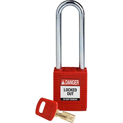 Brady (NYL-RED-76ST-KD) SafeKey Nylon Lockout-Vorhängeschloss Mit Stahl Bügel 76.00 mm Rot KD Verschiedenschließende Schlösser 1 Stück Brady (NYL-RED-76ST-KD) SafeKey Nylon Lockout-Vorhängeschloss Mit Stahl Bügel 76.00 mm Rot KD Verschiedenschließende Schlösser 1 Stück