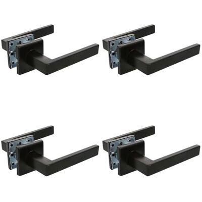 Amig – 4er-Pack Innentür-Drückergarnituren mit Rosette – Modell SUKI – 54 x 54 mm – Vierkantstift 8 mm – Elegantes und schlichtes Design – Schwarzer Edelstahl Amig – 4er-Pack Innentür-Drückergarnituren mit Rosette – Modell SUKI – 54 x 54 mm – Vierkantstift 8 mm – Elegantes und schlichtes Design – Schwarzer Edelstahl