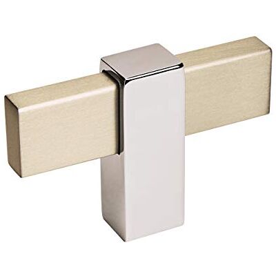 Amerock Mulino 2-3/8 in (60 mm) Length Silver Champagne/Polished Chrome Cabinet Knob Amerock Mulino 2-3/8 in (60 mm) Length Silver Champagne/Polished Chrome Cabinet Knob