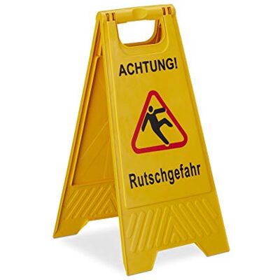 Relaxdays Achtung Rutschgefahr Aufsteller, klappbar, Warnschild vor Glätte, beidseitig beschriftet, Hinweisschild, gelb Relaxdays Achtung Rutschgefahr Aufsteller, klappbar, Warnschild vor Glätte, beidseitig beschriftet, Hinweisschild, gelb